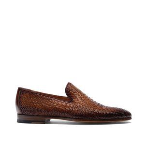 Bashwood Handamde Brown Knitted Leather Loafers
